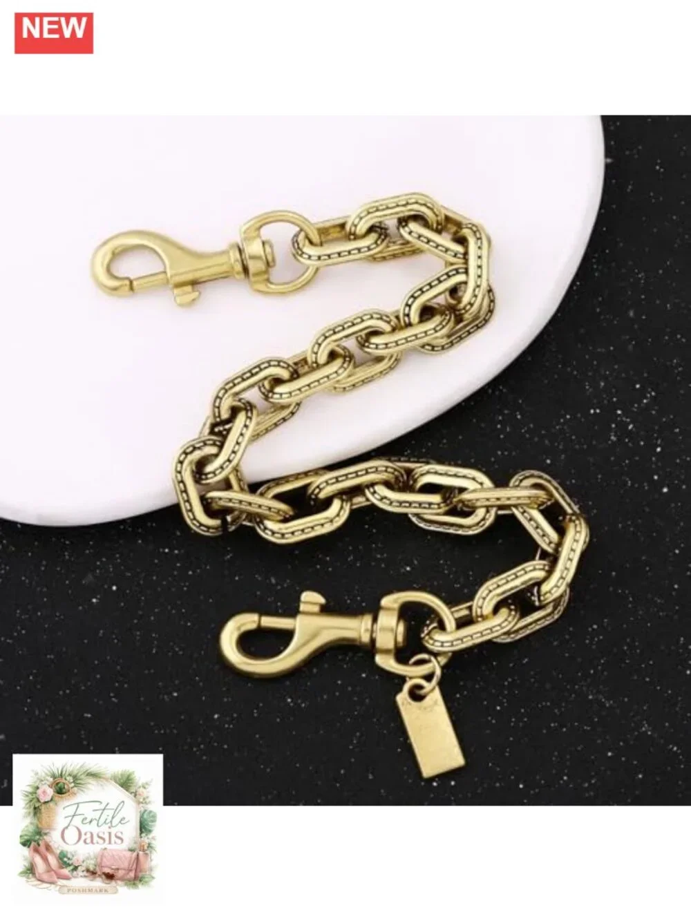 Chunky Link Chain Bag Charm Purse Extender with Snap Hooks